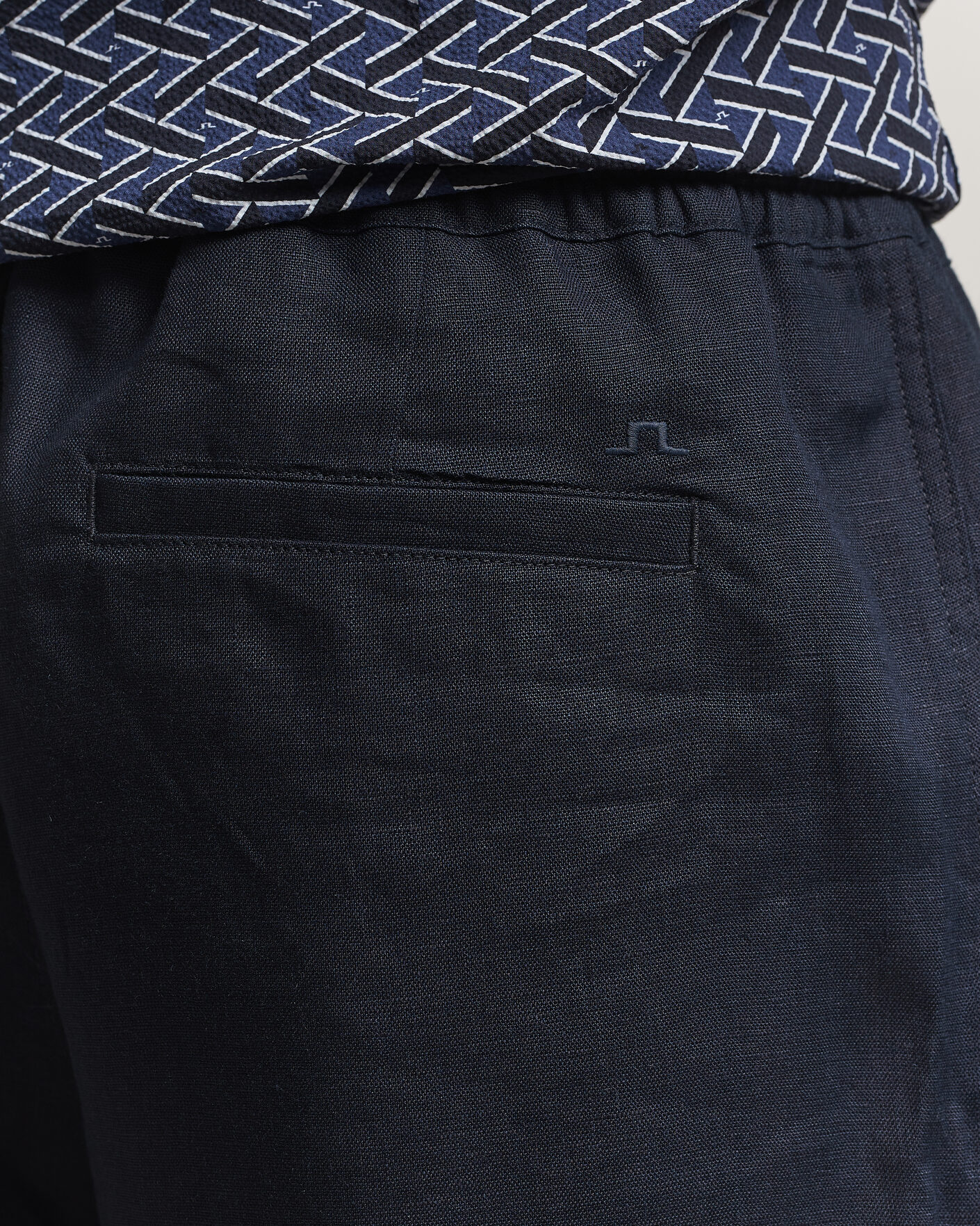 Hombres | Pantalones cortos | J.Lindeberg | Joff Linen Drawstring Shorts Navy
