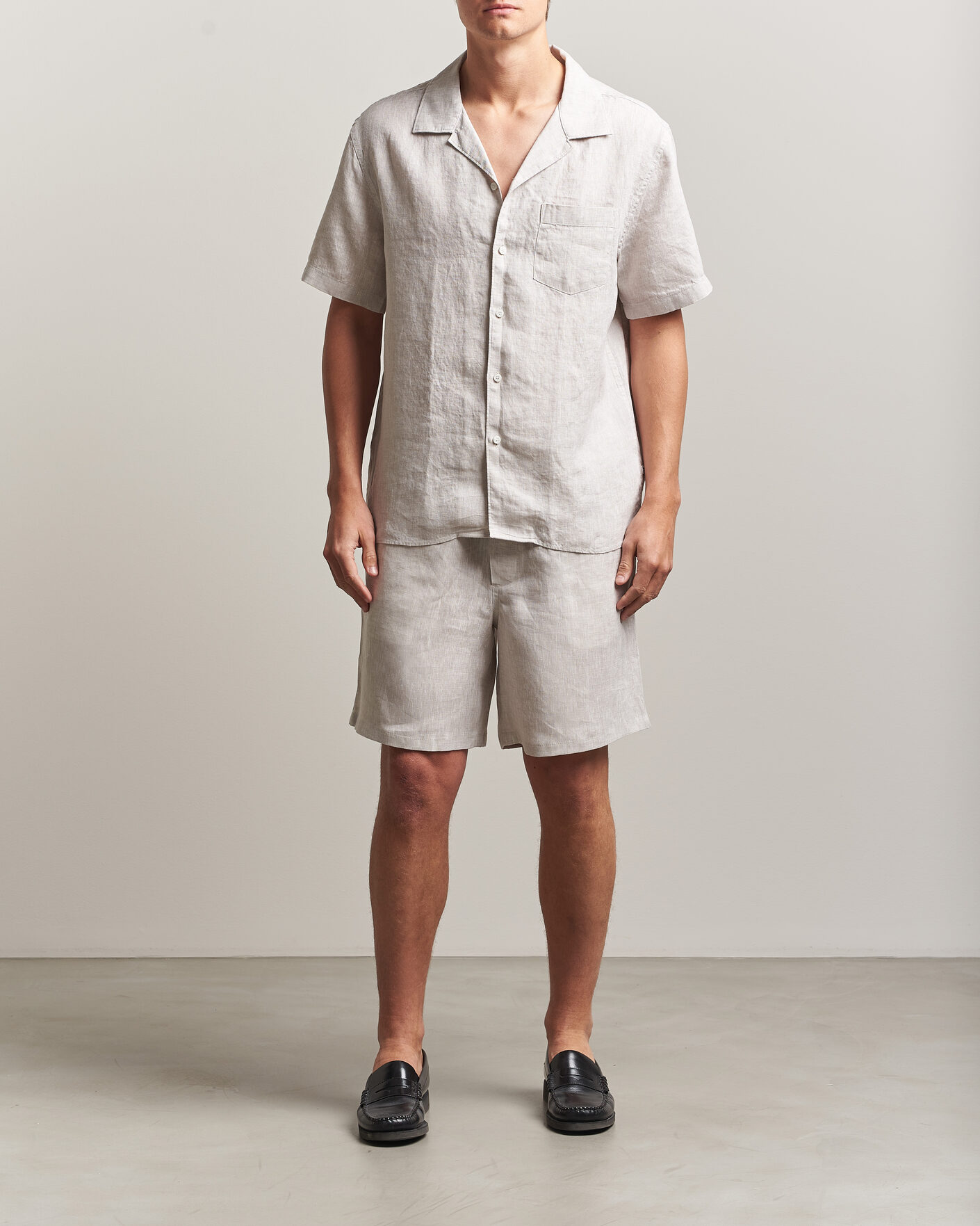 Hombres | Pantalones cortos | J.Lindeberg | Joff Linen Drawstring Shorts Moonbeam