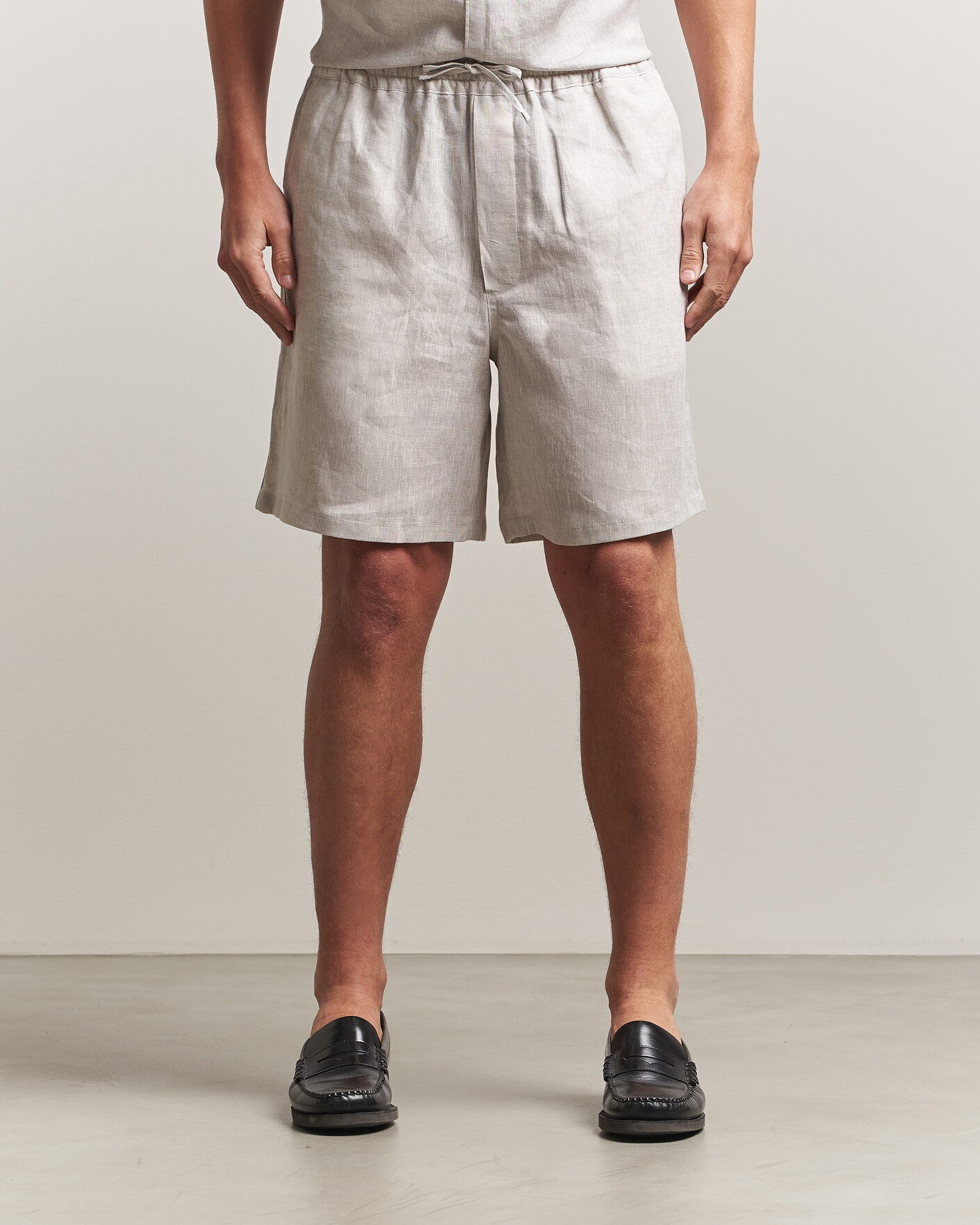 Hombres | Pantalones cortos | J.Lindeberg | Joff Linen Drawstring Shorts Moonbeam