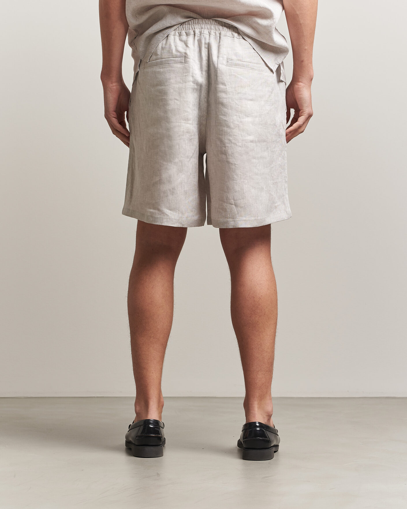 Hombres | Pantalones cortos | J.Lindeberg | Joff Linen Drawstring Shorts Moonbeam