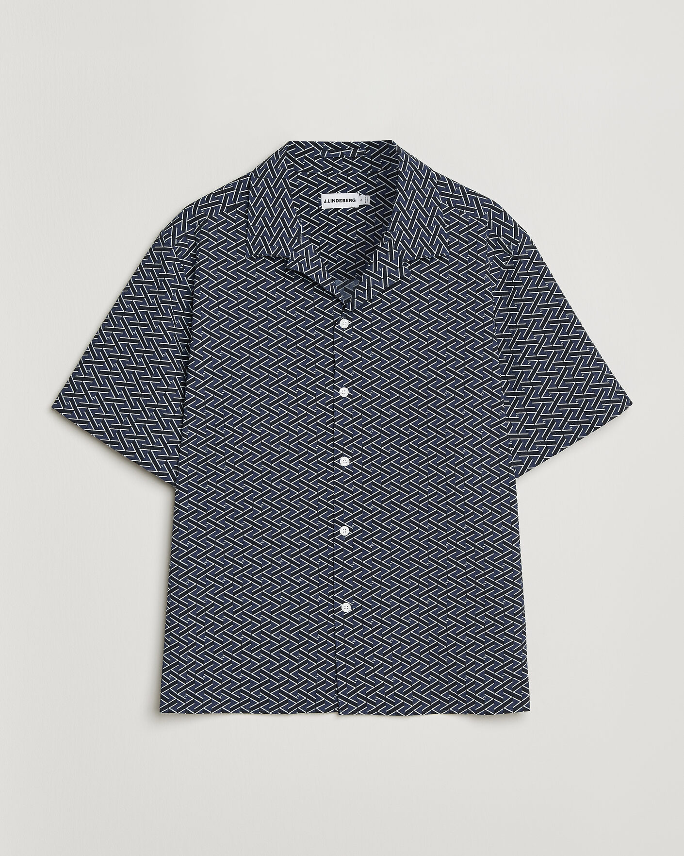 Hombres | Camisas | J.Lindeberg | Donso Geo Printed Resort Shirt Estate Navy