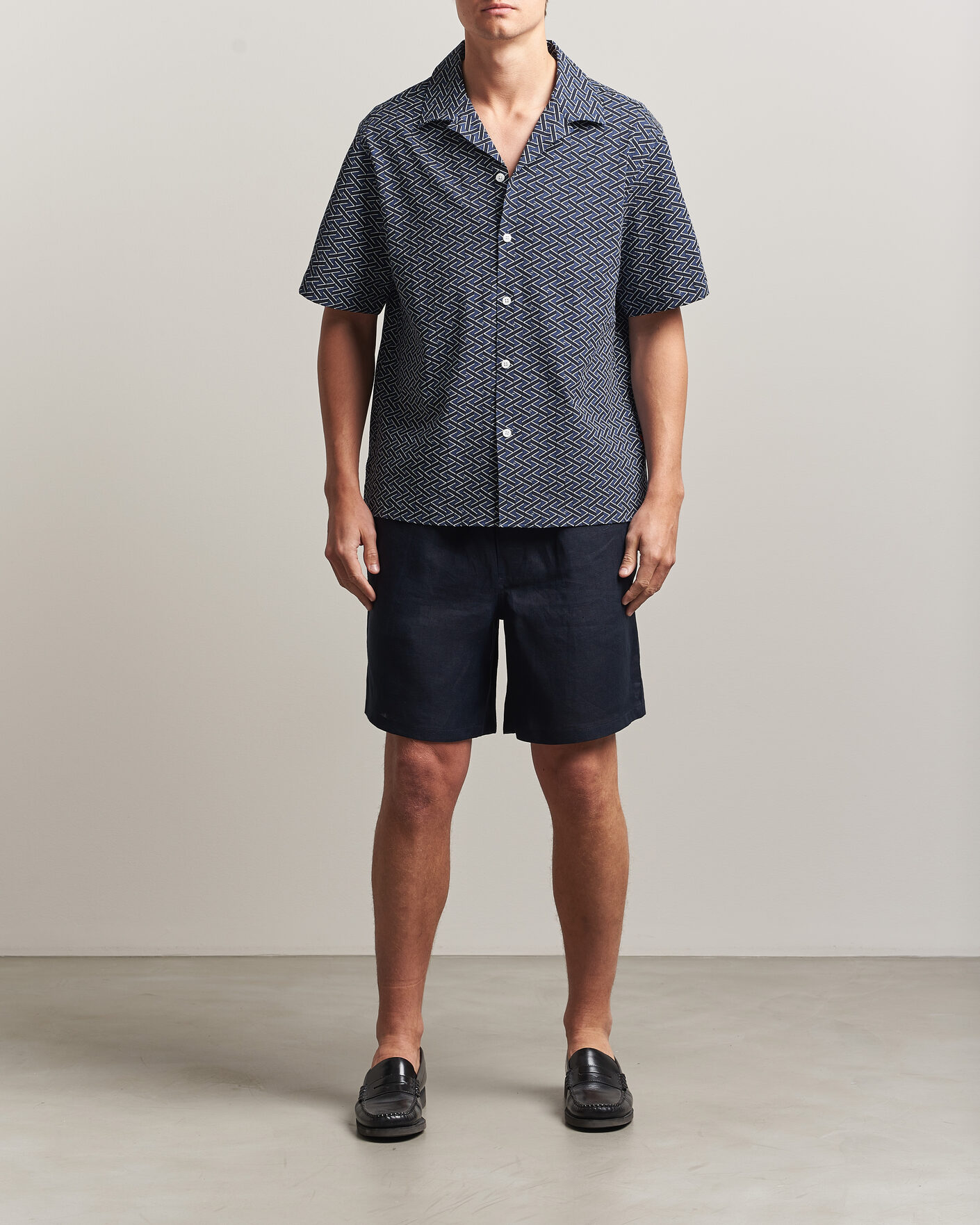 Hombres | Camisas | J.Lindeberg | Donso Geo Printed Resort Shirt Estate Navy