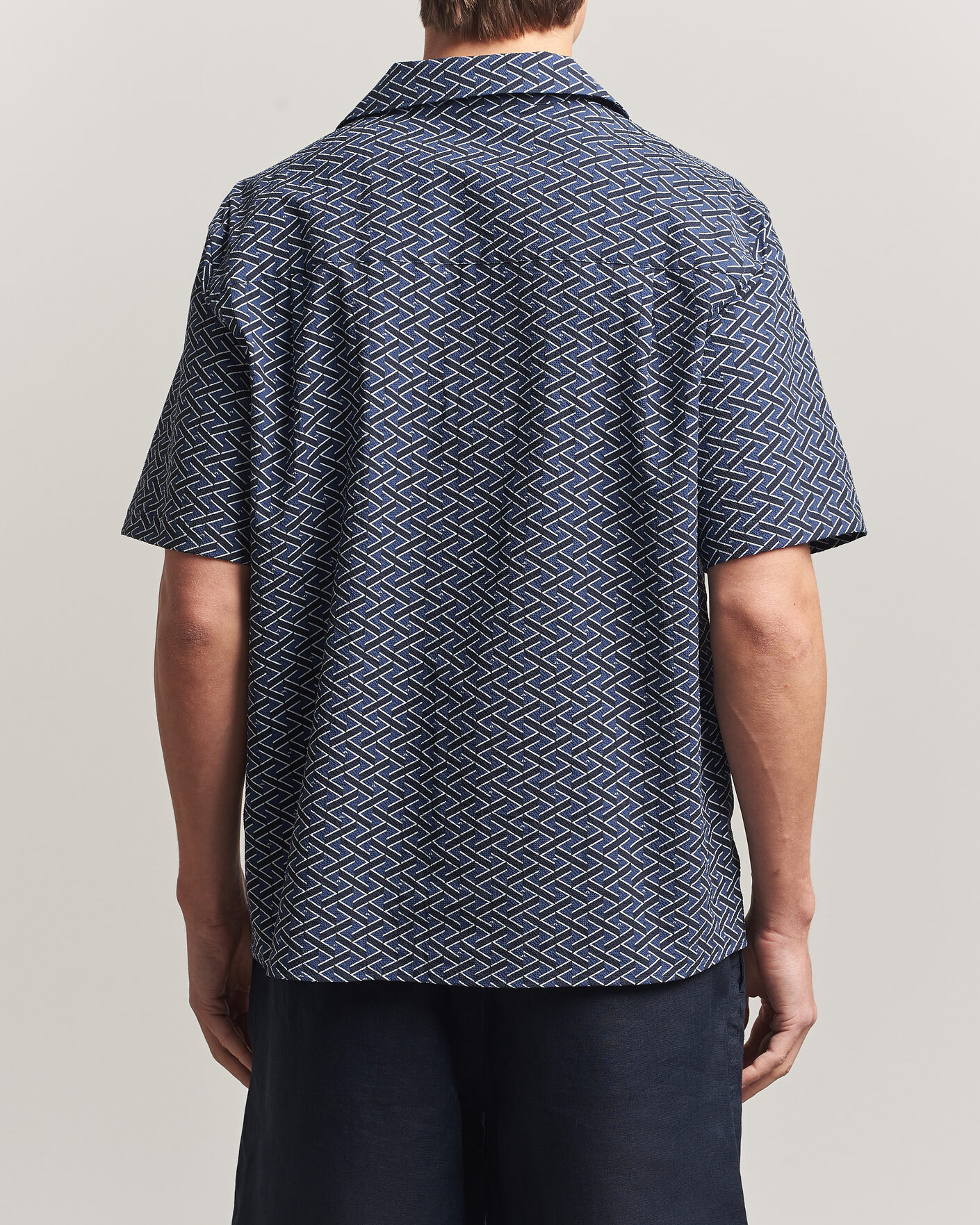 Hombres | Camisas | J.Lindeberg | Donso Geo Printed Resort Shirt Estate Navy