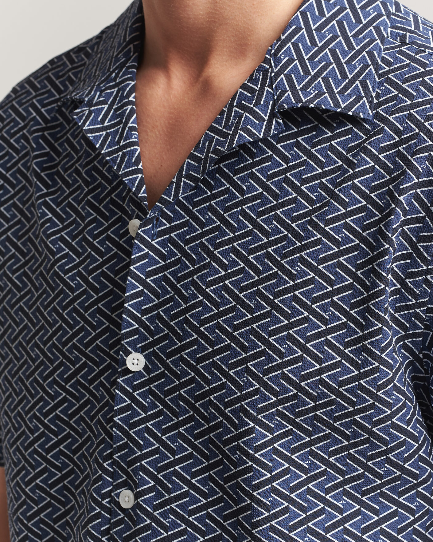Hombres | Camisas | J.Lindeberg | Donso Geo Printed Resort Shirt Estate Navy