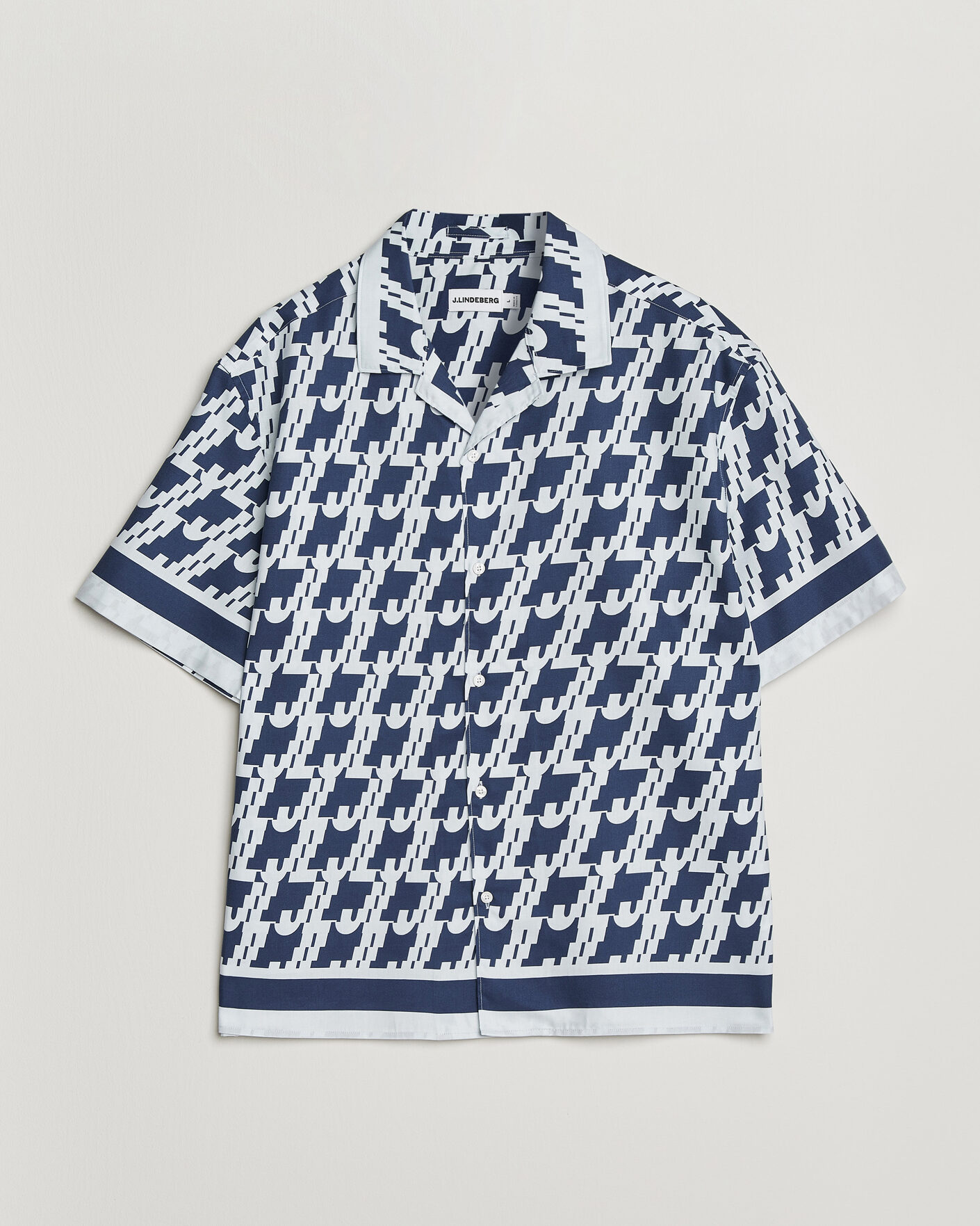 Hombres | Camisas | J.Lindeberg | Ellis Border Printed Resort Shirt Estate Blue