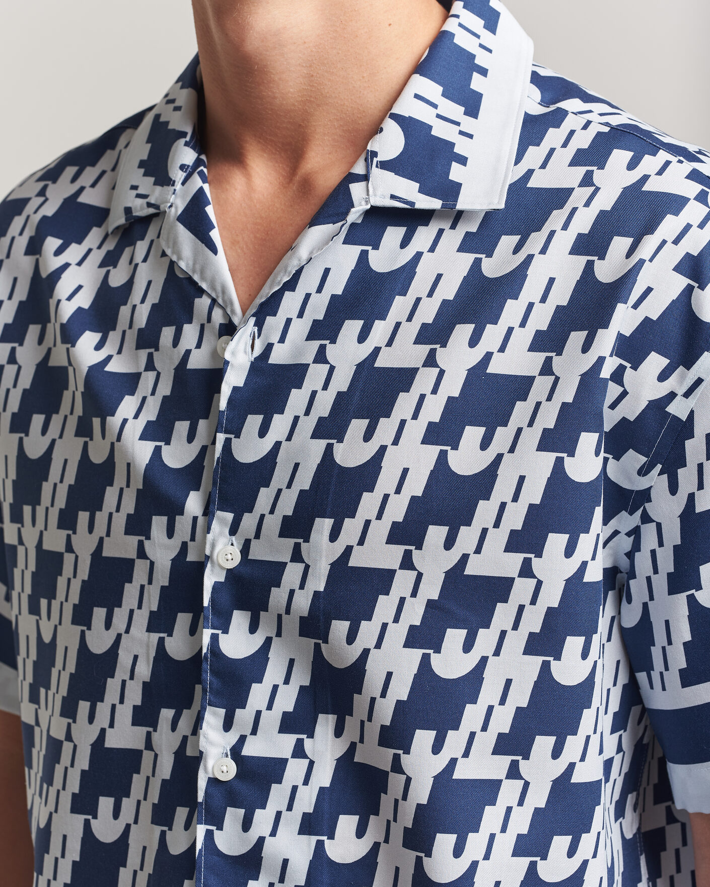 Hombres | Camisas | J.Lindeberg | Ellis Border Printed Resort Shirt Estate Blue
