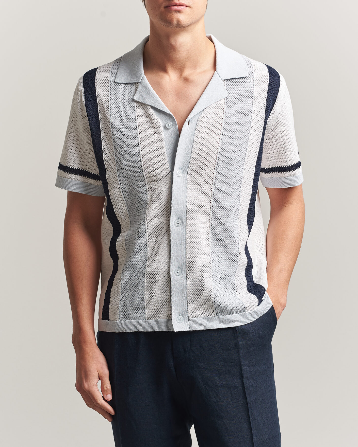 Hombres | Camisas | J.Lindeberg | Remus Knitted Resort Shirt Skywriting