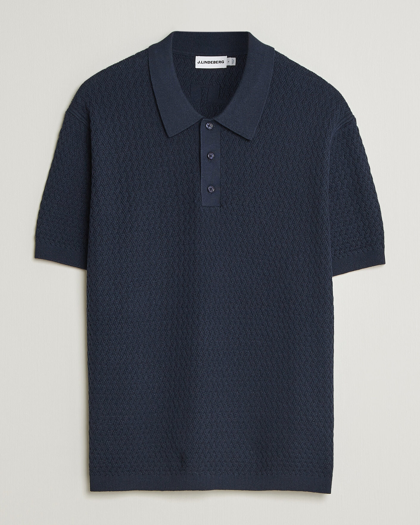 Hombres | Polos | J.Lindeberg | Jacques Structured Knitted Polo Navy