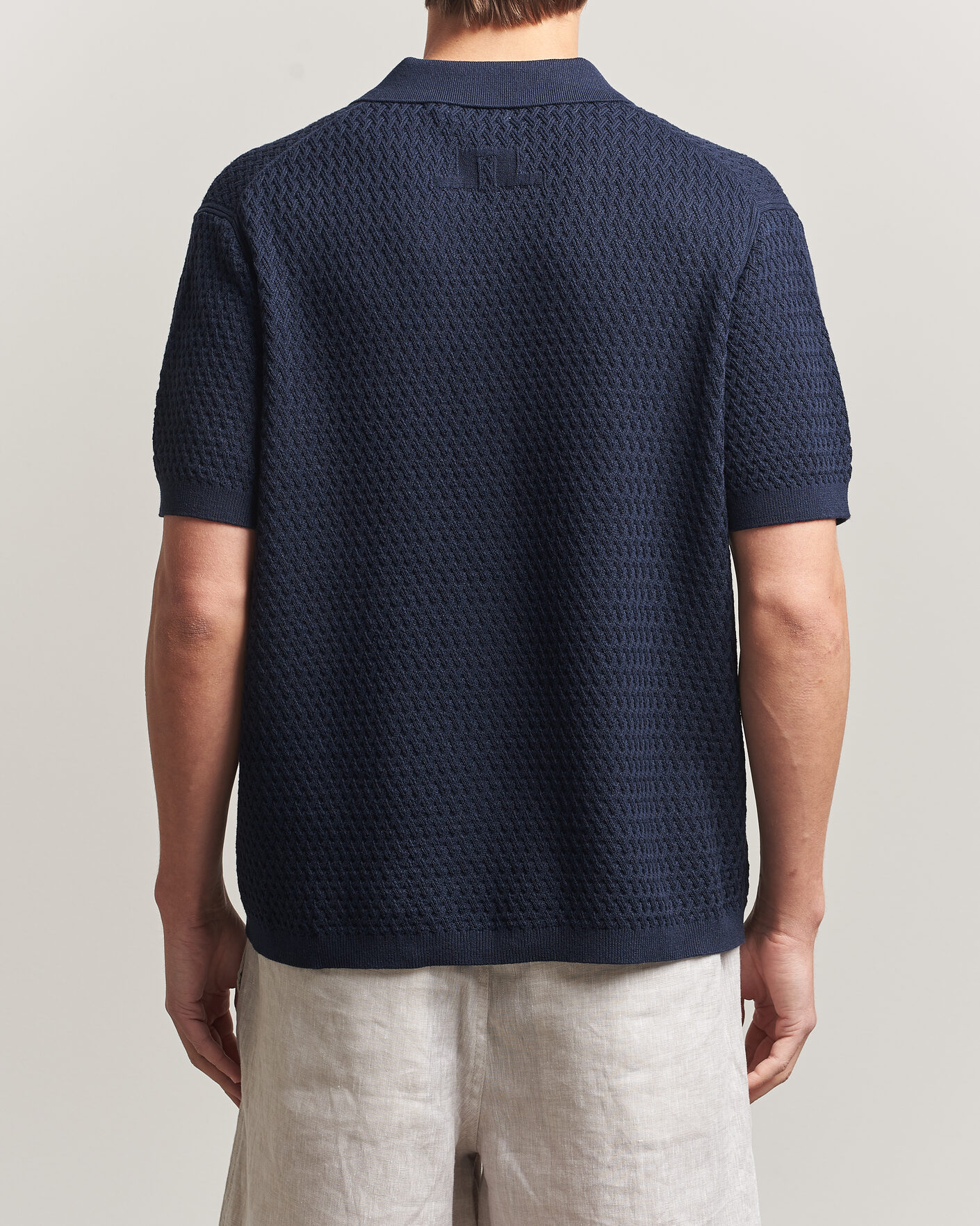 Hombres | Polos | J.Lindeberg | Jacques Structured Knitted Polo Navy