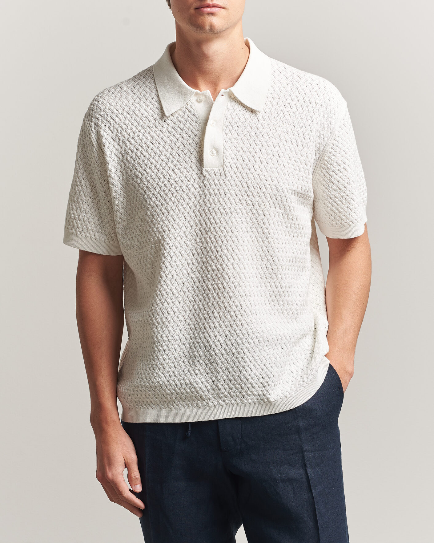 Hombres | Polos | J.Lindeberg | Jacques Structured Knitted Polo Tofu