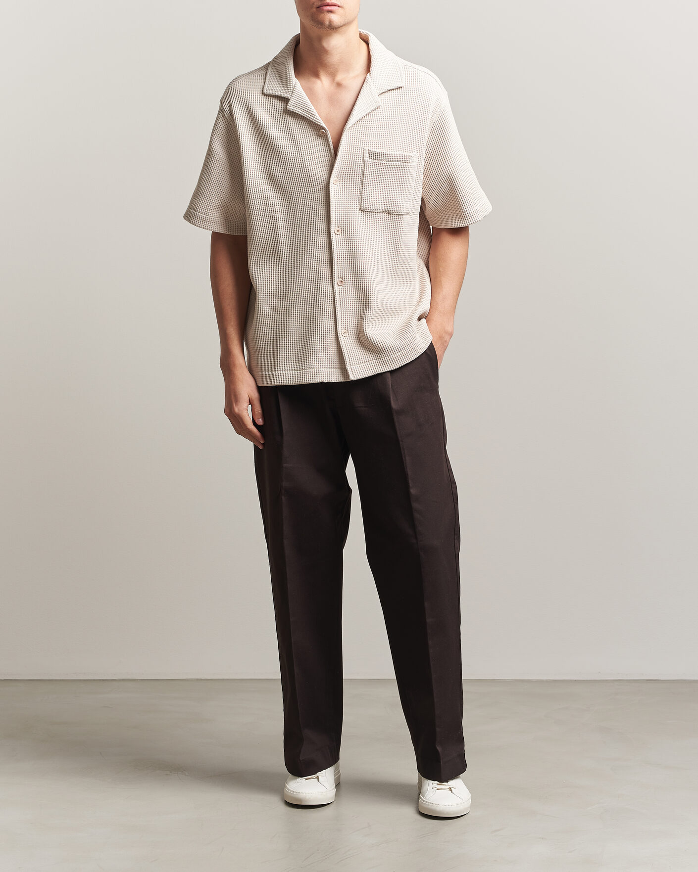 Hombres | Camisas | J.Lindeberg | Theron Waffle Resort Shirt Moonbeam
