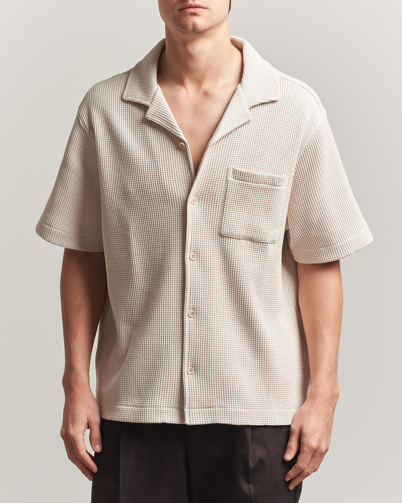 Hombres | Camisas | J.Lindeberg | Theron Waffle Resort Shirt Moonbeam