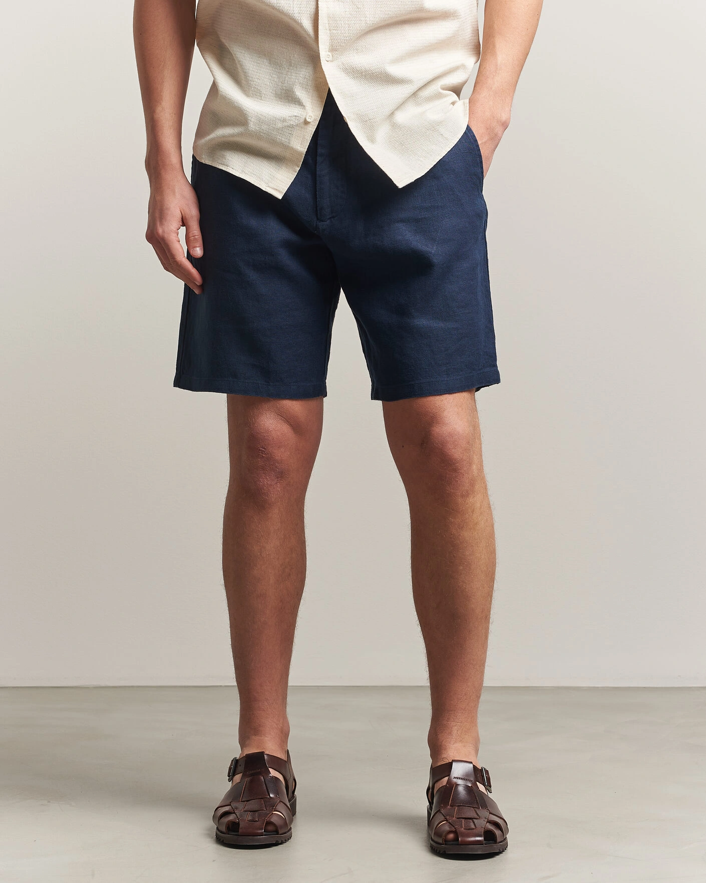 Hombres | Pantalones cortos | NN07 | Aden Linen Shorts Navy Blue