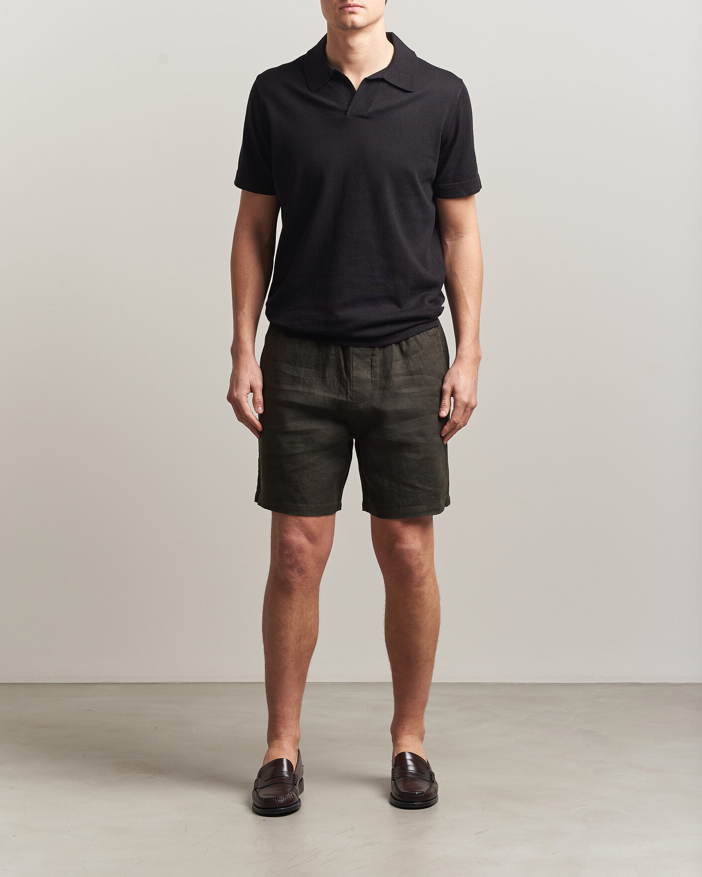 Hombres | Pantalones cortos | NN07 | Gregor Linen Drawstring Shorts Dark Army