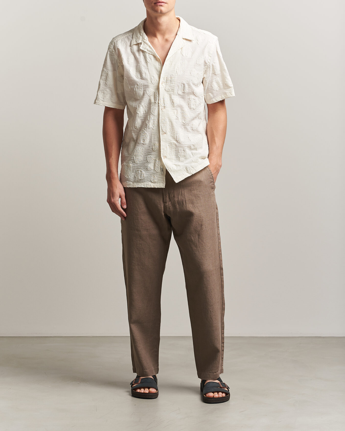 Hombres | Pantalones | NN07 | Aden Regular Fit Linen Trousers Clay Mirage