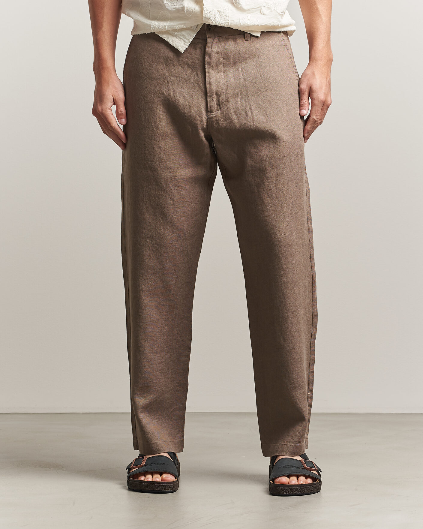 Hombres | Pantalones | NN07 | Aden Regular Fit Linen Trousers Clay Mirage