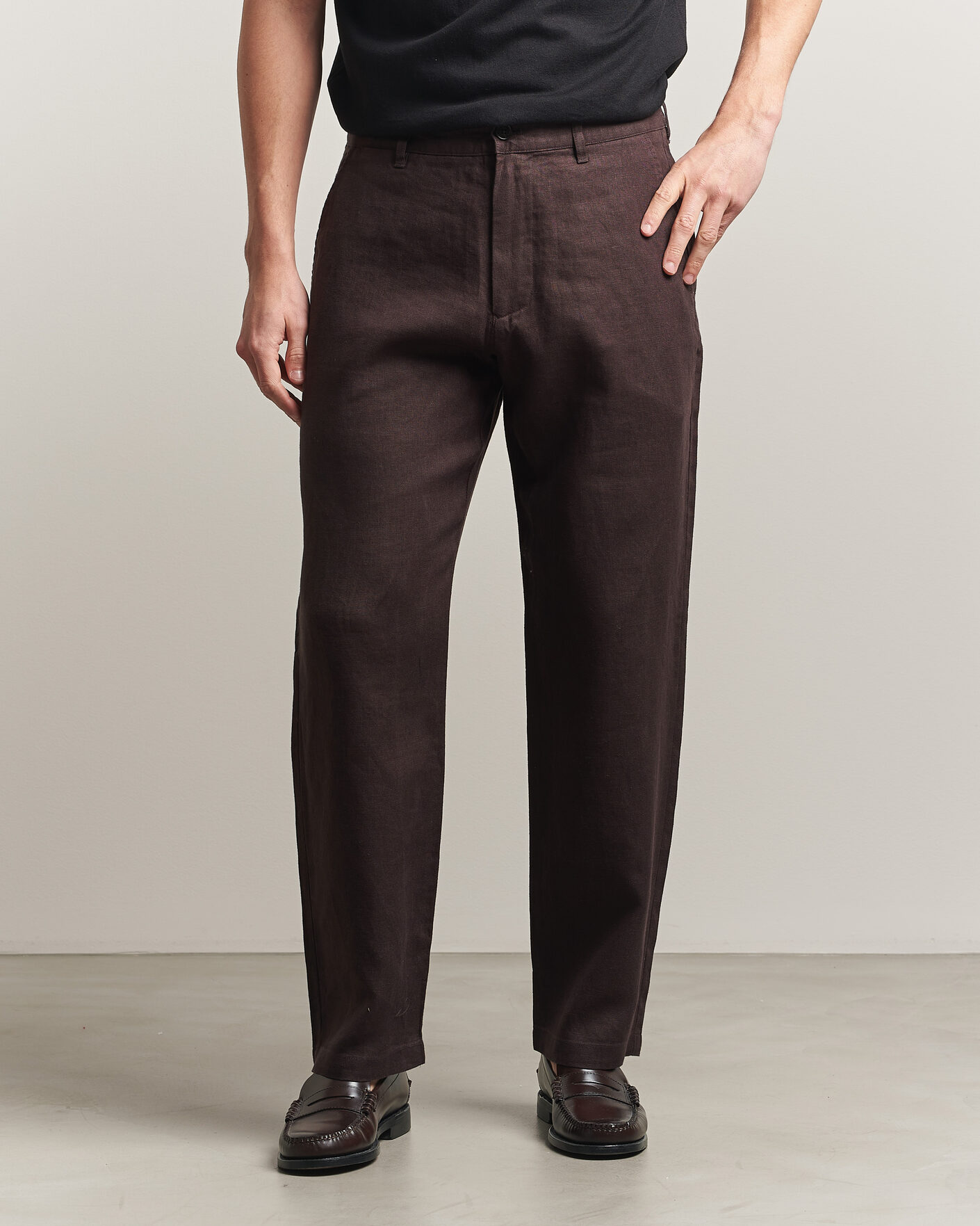 Hombres | Pantalones | NN07 | Aden Regular Fit Linen Trousers Dusky Port