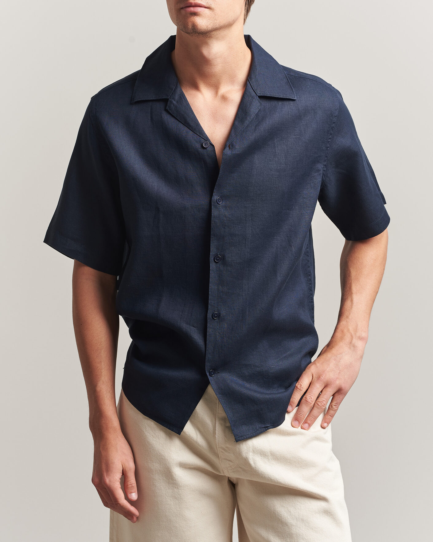 Hombres | Camisas | NN07 | Julio Linen Resort Shirt Navy Blue
