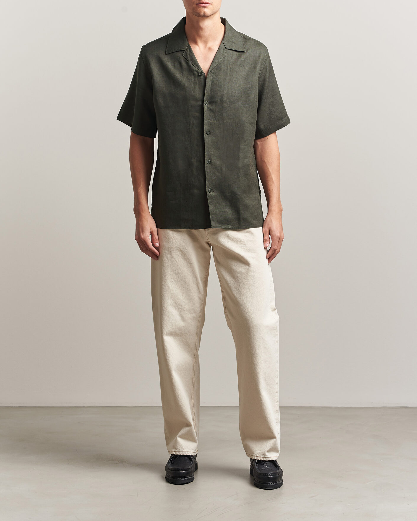 Hombres | Camisas | NN07 | Julio Linen Resort Shirt Dark Army