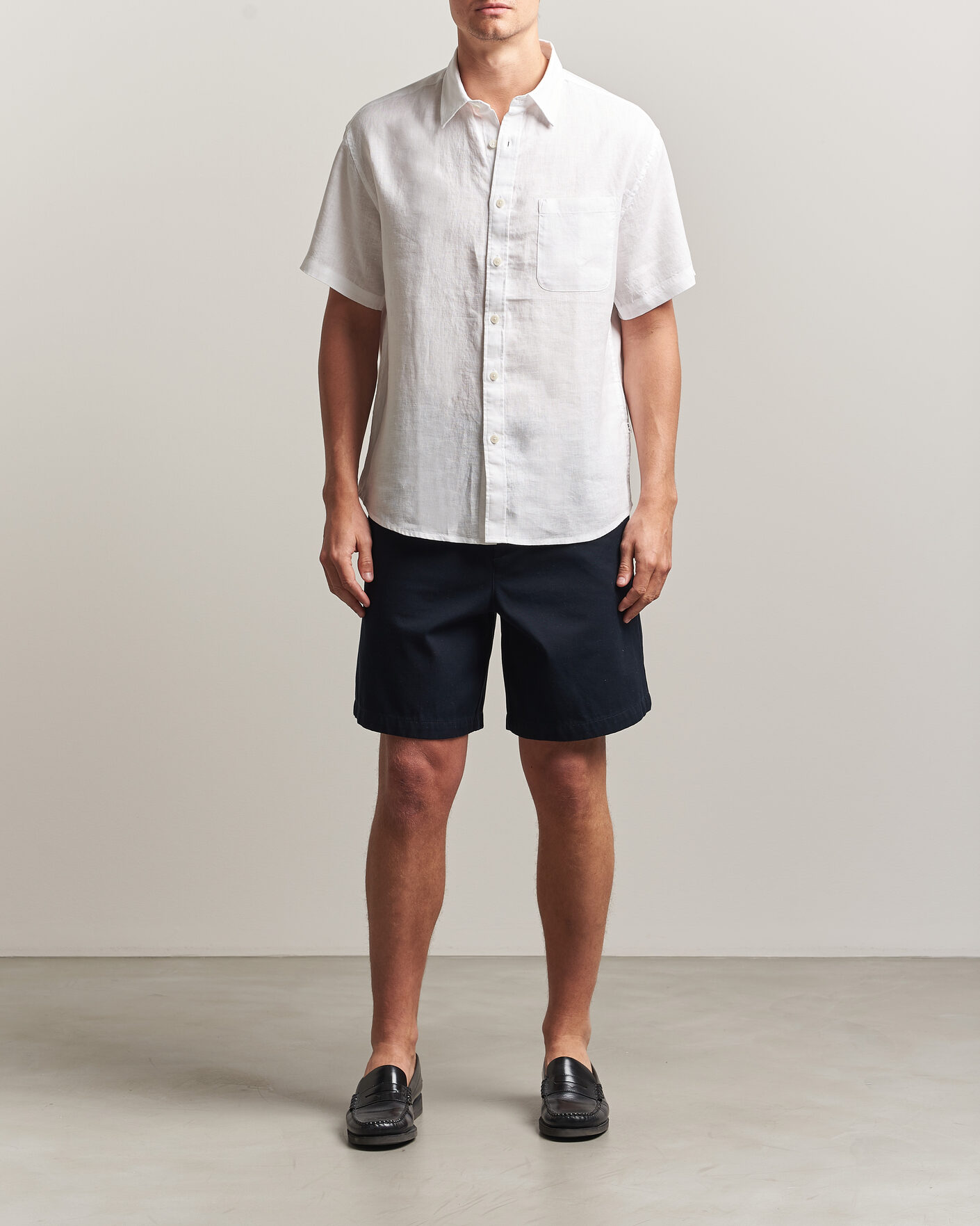 Hombres | Camisas | NN07 | Deon Linen Short Sleeve Shirt White
