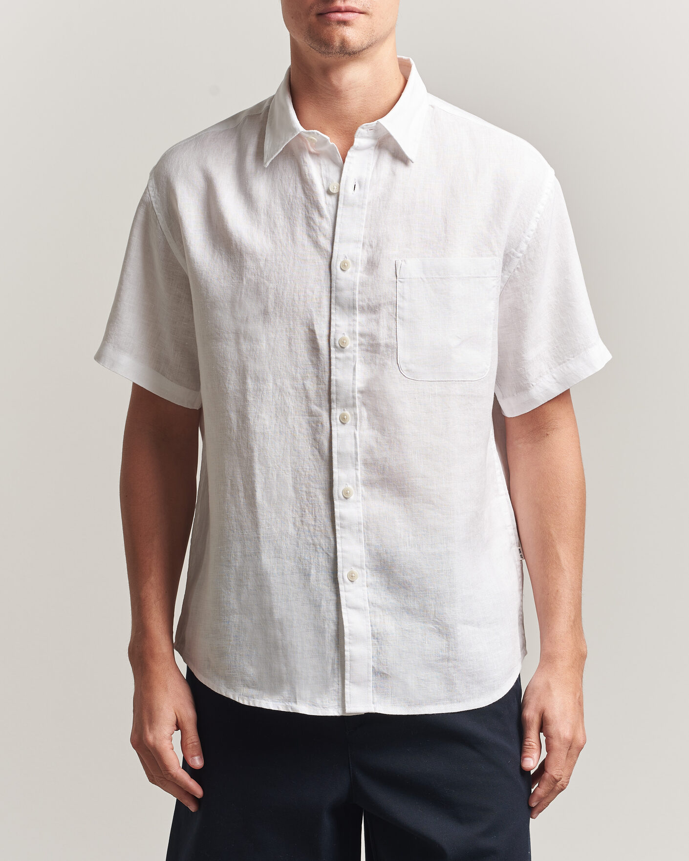 Hombres | Camisas | NN07 | Deon Linen Short Sleeve Shirt White