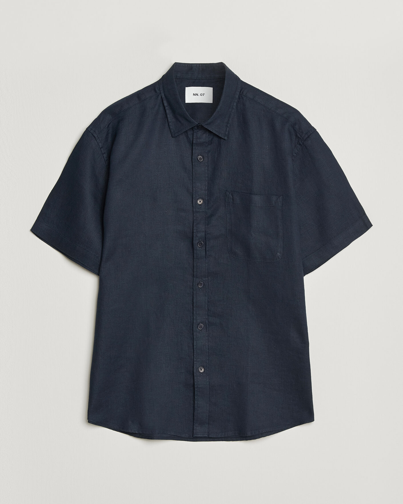 Hombres | Camisas | NN07 | Deon Linen Short Sleeve Shirt Navy Blue