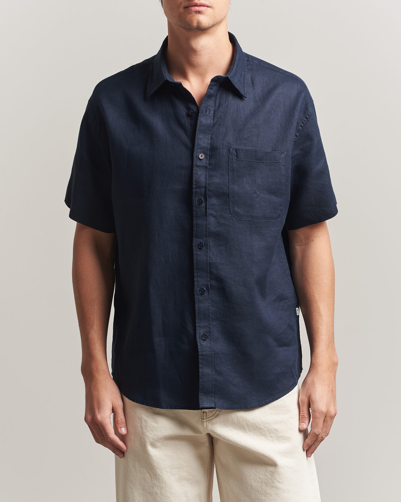 Hombres | Camisas | NN07 | Deon Linen Short Sleeve Shirt Navy Blue