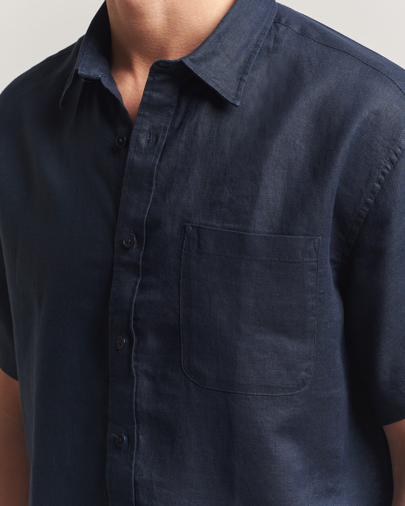 Hombres | Camisas | NN07 | Deon Linen Short Sleeve Shirt Navy Blue