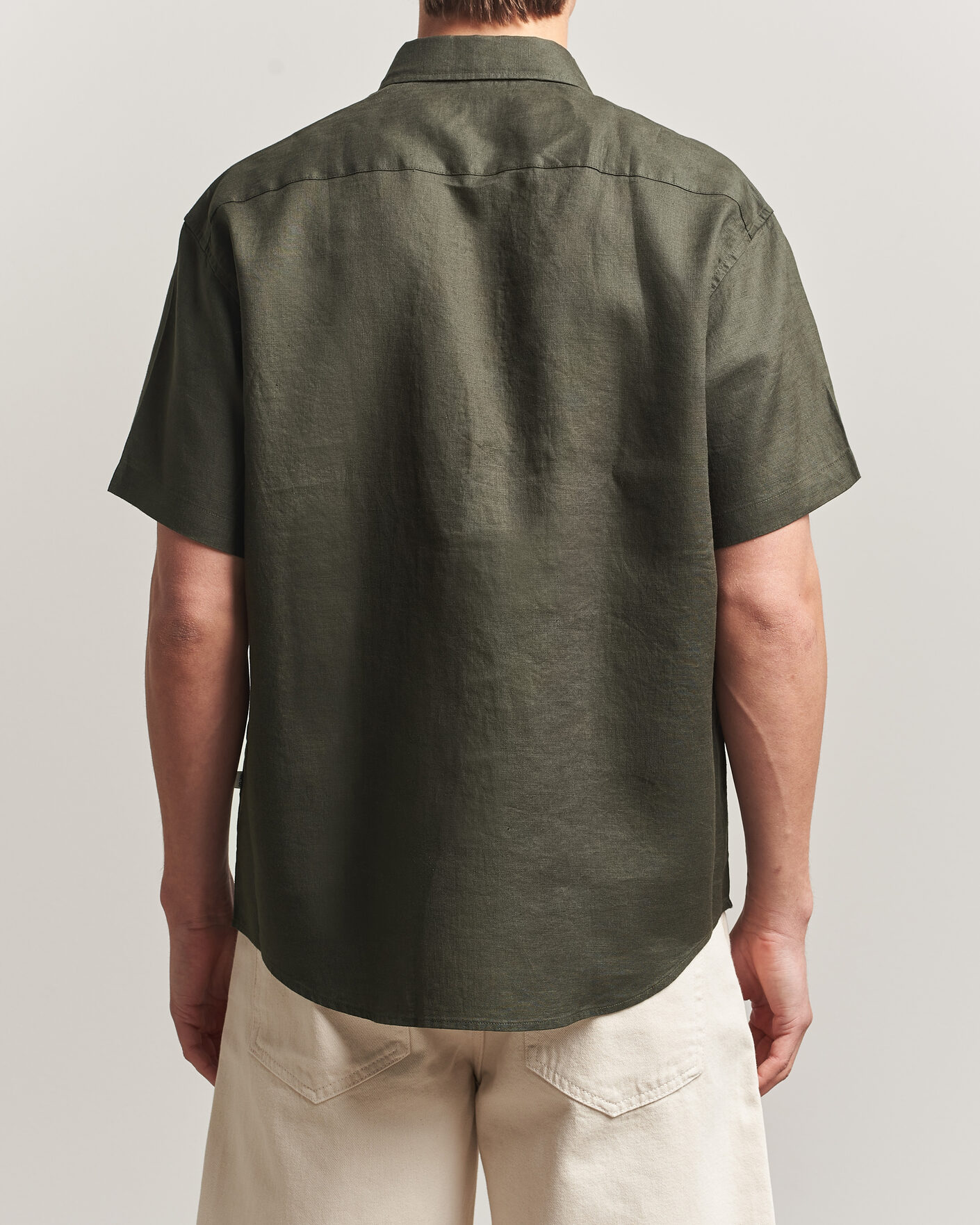Hombres | Camisas | NN07 | Deon Linen Short Sleeve Shirt Dark Army