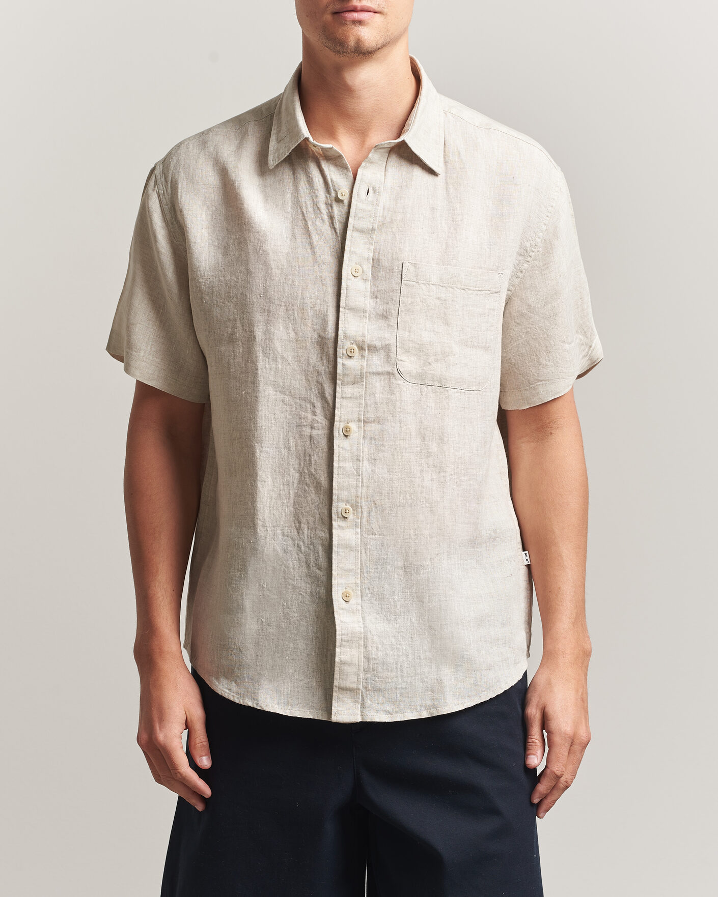 Hombres | Camisas | NN07 | Deon Linen Short Sleeve Shirt Oat