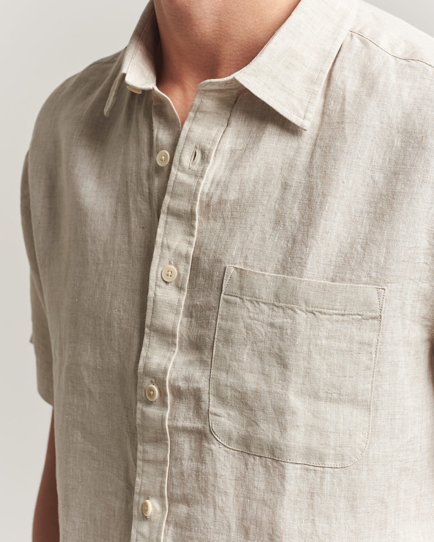 Hombres | Camisas | NN07 | Deon Linen Short Sleeve Shirt Oat