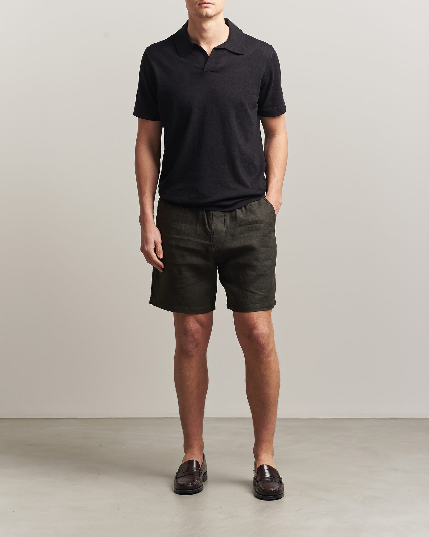 Hombres | Polos | NN07 | Ryan Cotton/Linen Polo Black