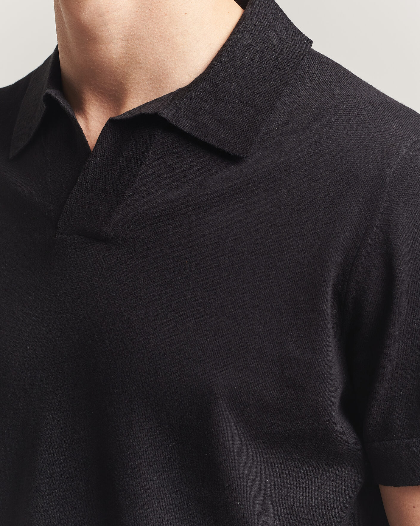 Hombres | Polos | NN07 | Ryan Cotton/Linen Polo Black