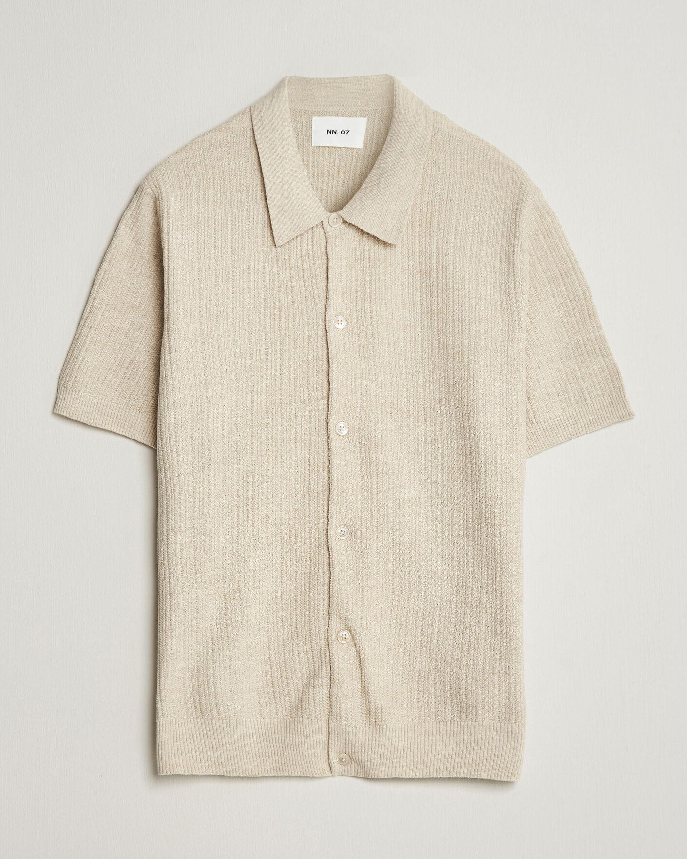 Hombres | Camisas | NN07 | Nolan Knitted Short Sleeve Shirt Ivory