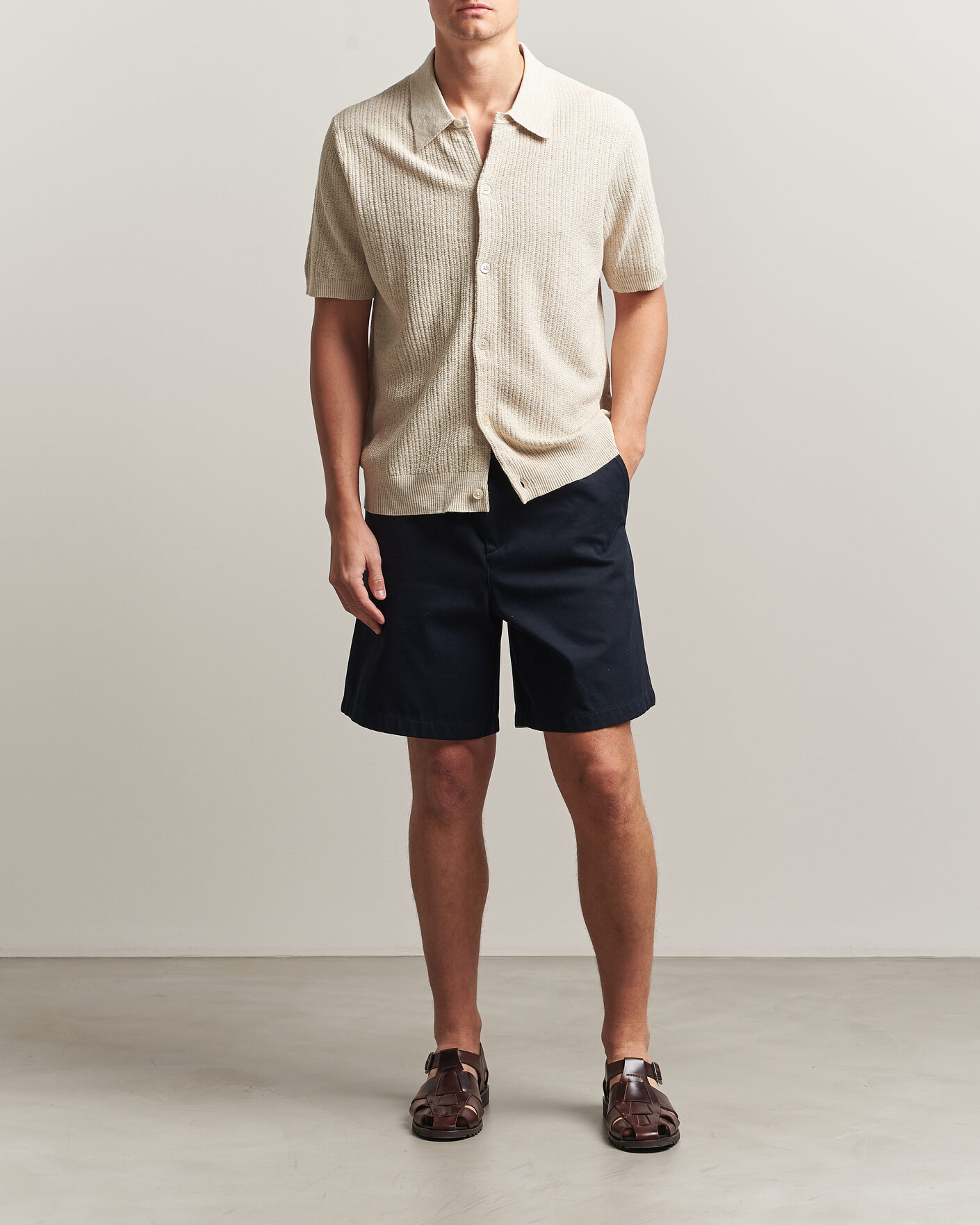 Hombres | Camisas | NN07 | Nolan Knitted Short Sleeve Shirt Ivory