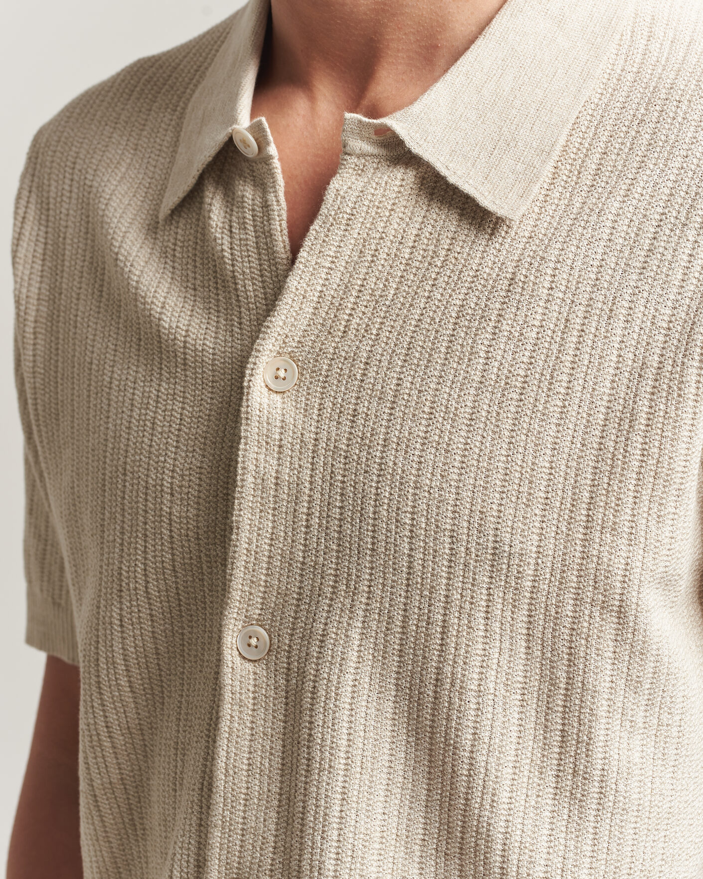 Hombres | Camisas | NN07 | Nolan Knitted Short Sleeve Shirt Ivory