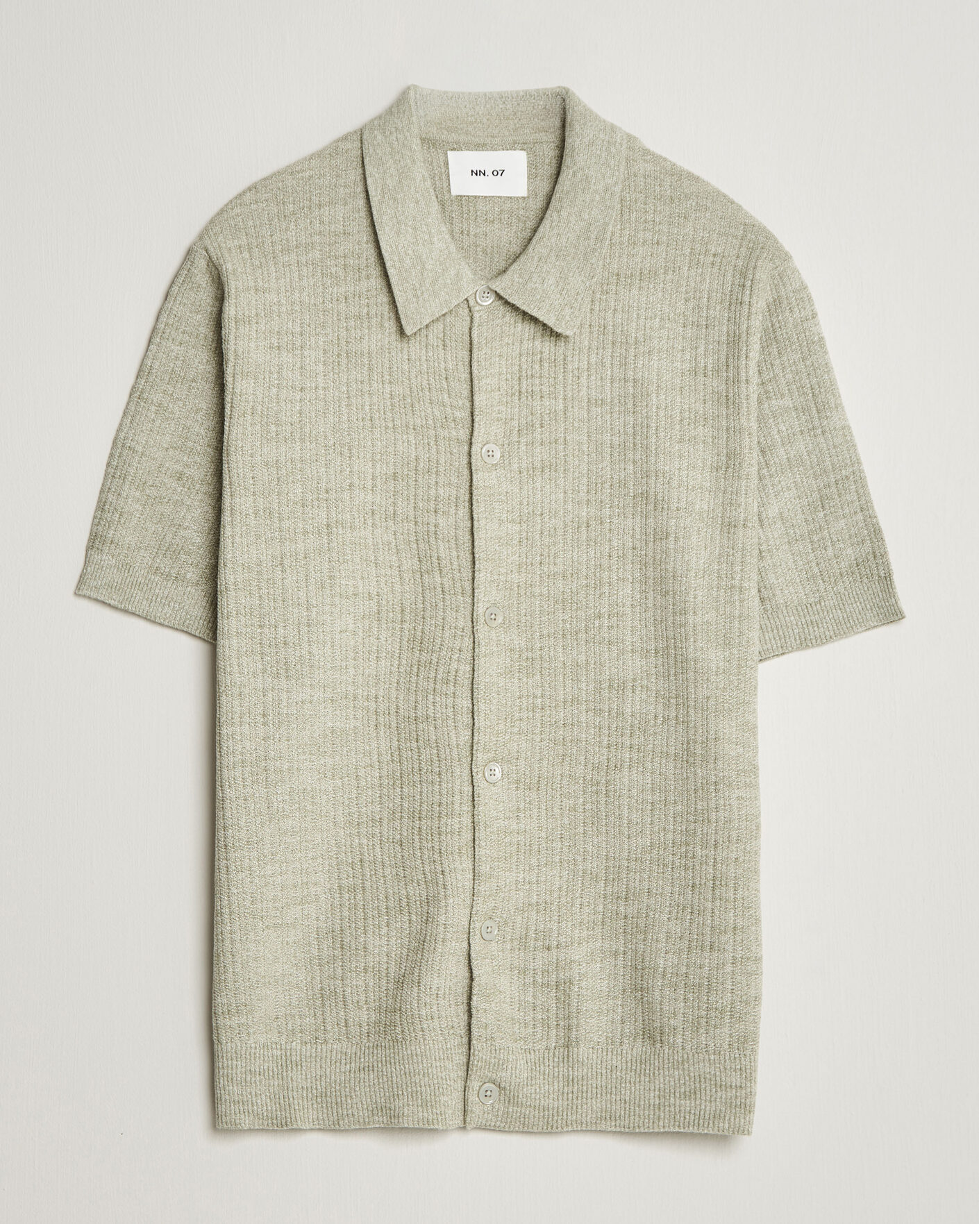 Hombres | Camisas | NN07 | Nolan Knitted Short Sleeve Shirt Sage Green