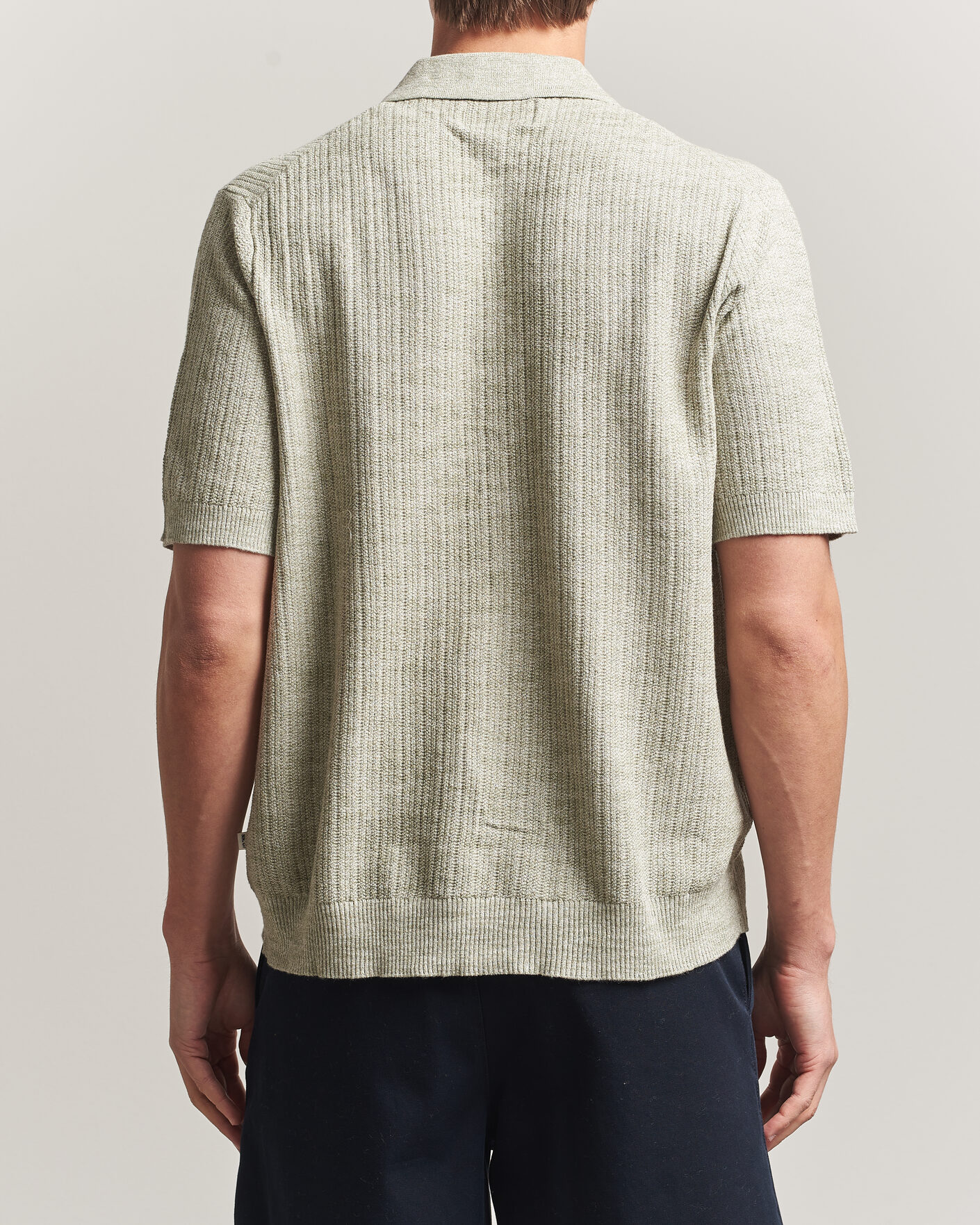 Hombres | Camisas | NN07 | Nolan Knitted Short Sleeve Shirt Sage Green