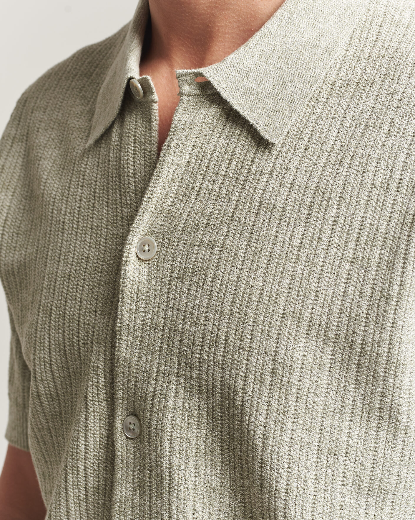 Hombres | Camisas | NN07 | Nolan Knitted Short Sleeve Shirt Sage Green