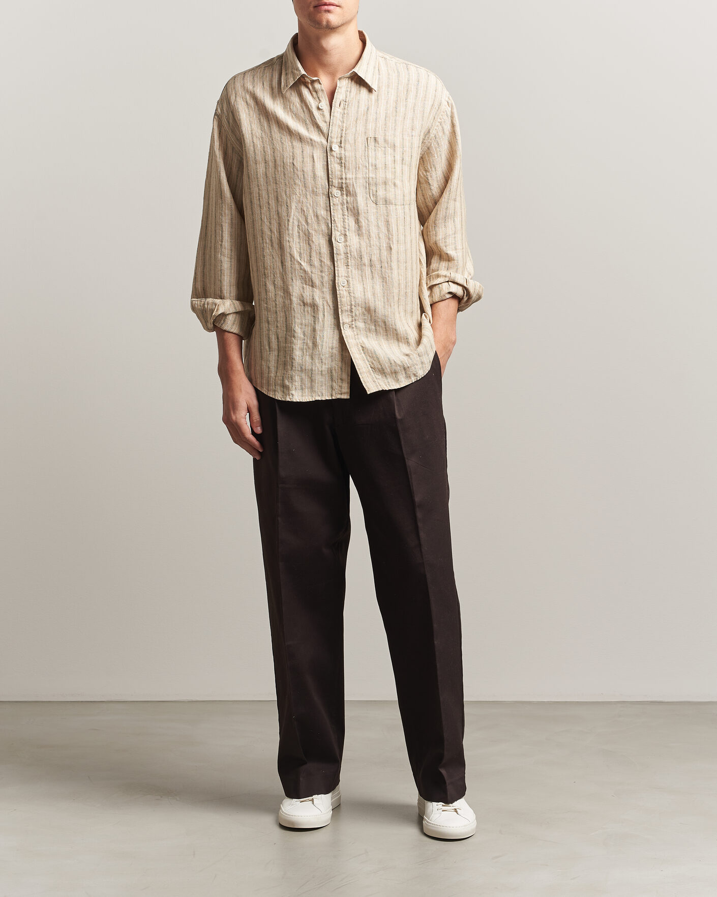 Hombres | Camisas | NN07 | Deon Linen Shirt Black Stripe