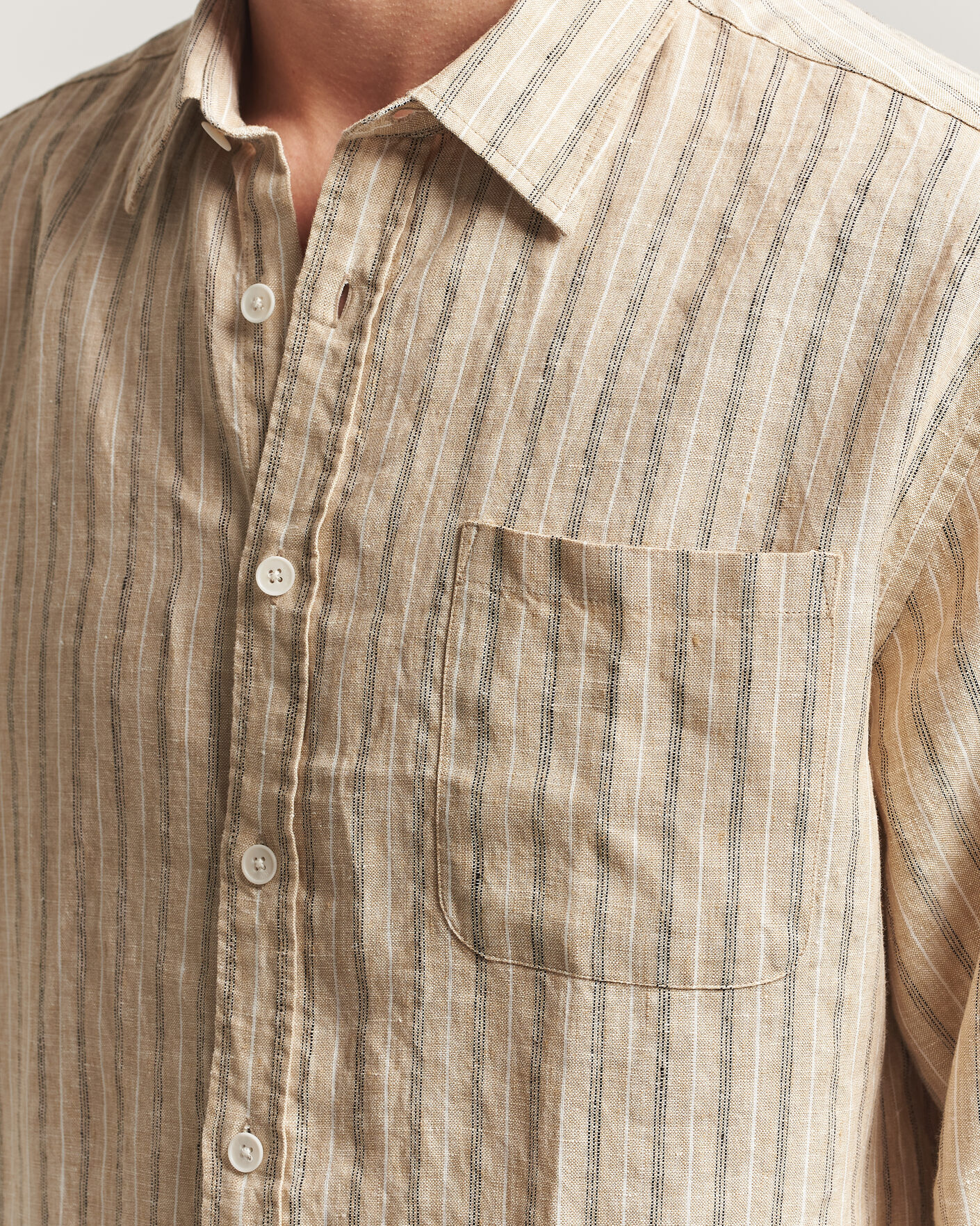 Hombres | Camisas | NN07 | Deon Linen Shirt Black Stripe