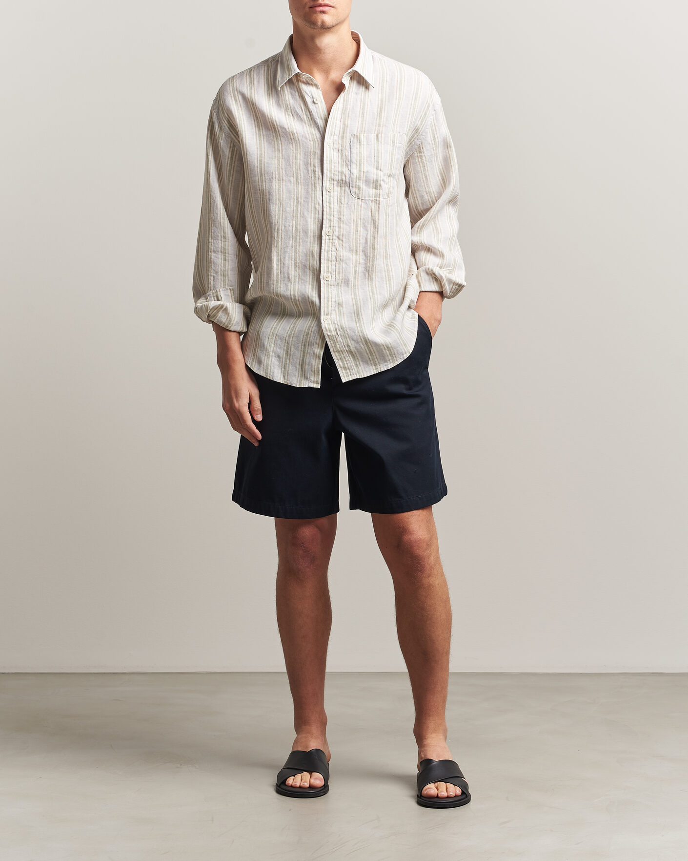 Hombres | Camisas | NN07 | Deon Linen Shirt Mint Stripe