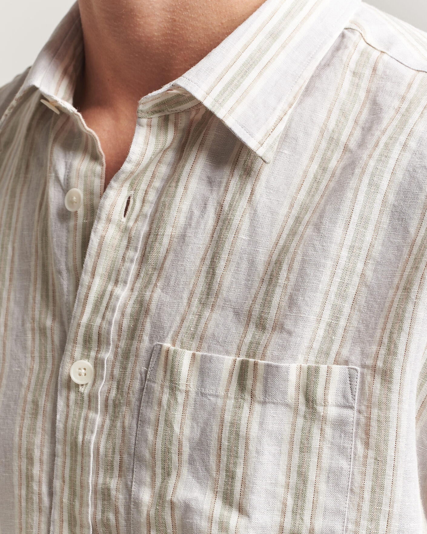 Hombres | Camisas | NN07 | Deon Linen Shirt Mint Stripe