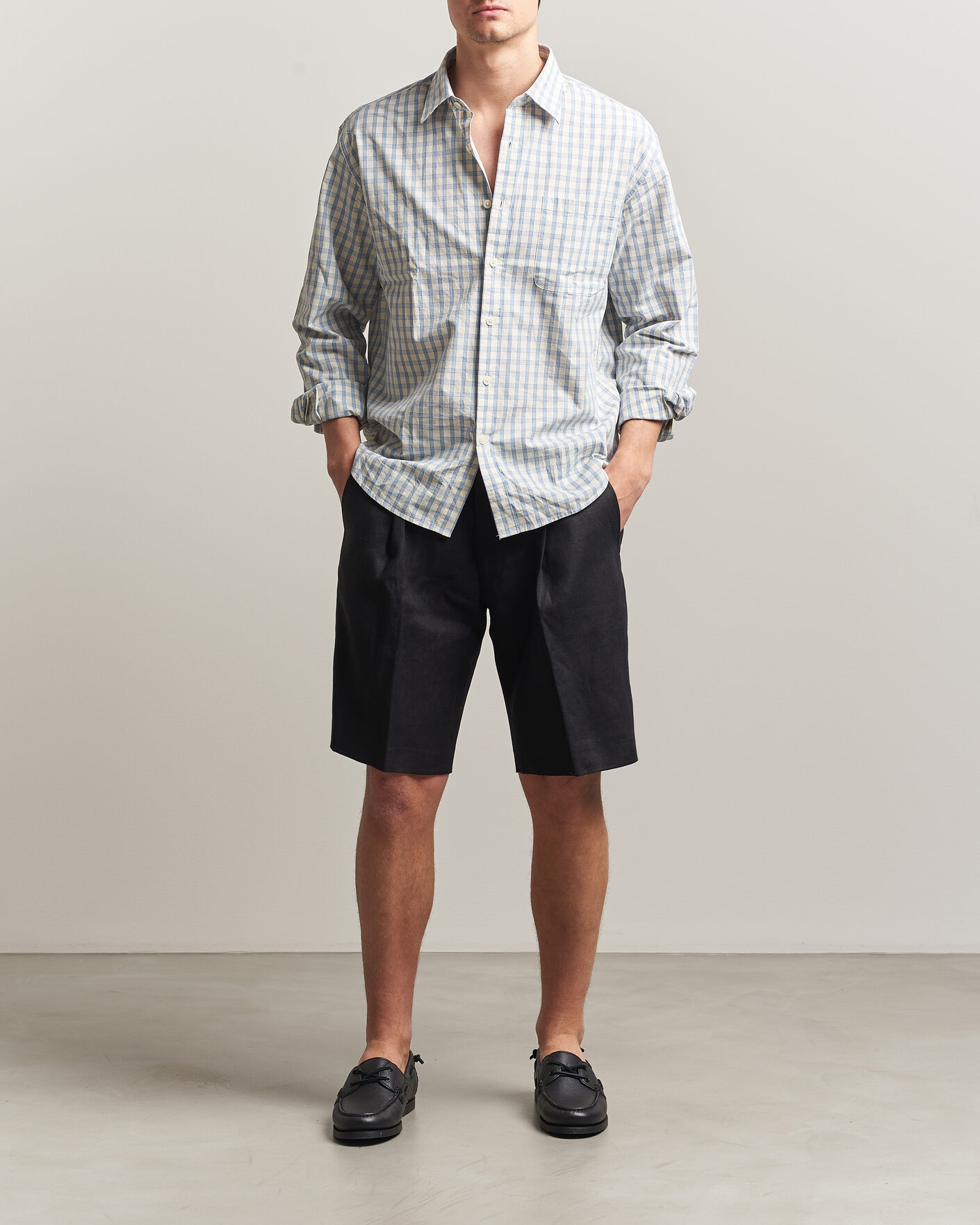 Hombres | Pantalones cortos | NN07 | Kay Relaxed Fit Linen Drawstring Shorts Black