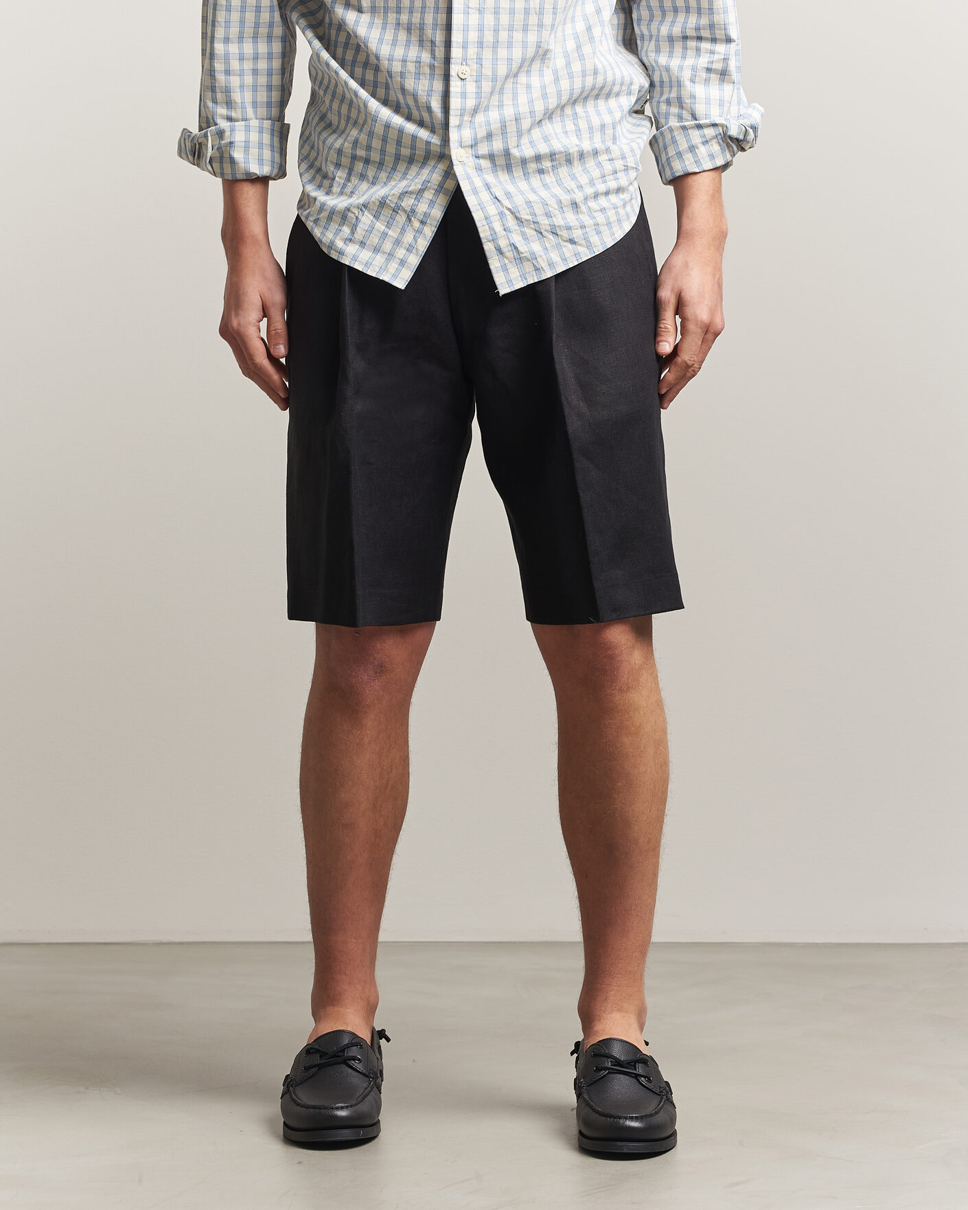 Hombres | Pantalones cortos | NN07 | Kay Relaxed Fit Linen Drawstring Shorts Black