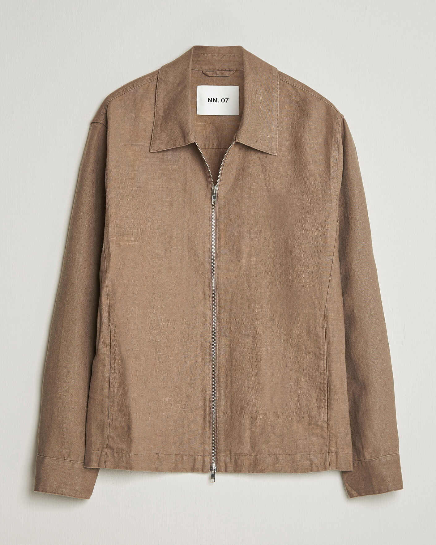 Hombres | Camisas | NN07 | Alban Linen Full Zip Overshirt Clay Mirage