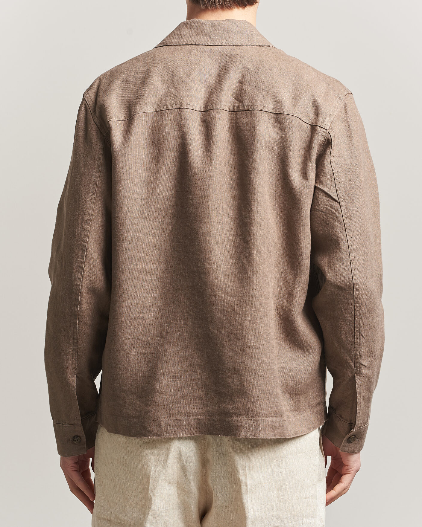 Hombres | Camisas | NN07 | Alban Linen Full Zip Overshirt Clay Mirage