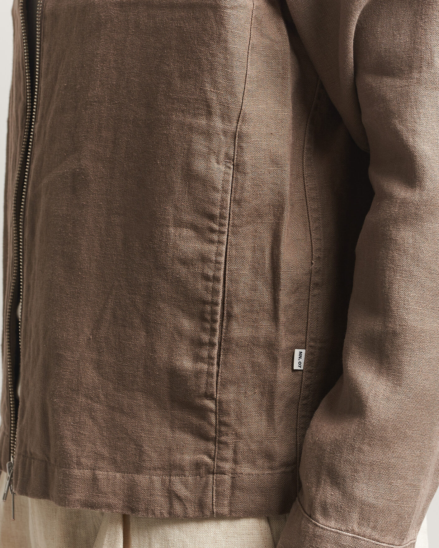 Hombres | Camisas | NN07 | Alban Linen Full Zip Overshirt Clay Mirage