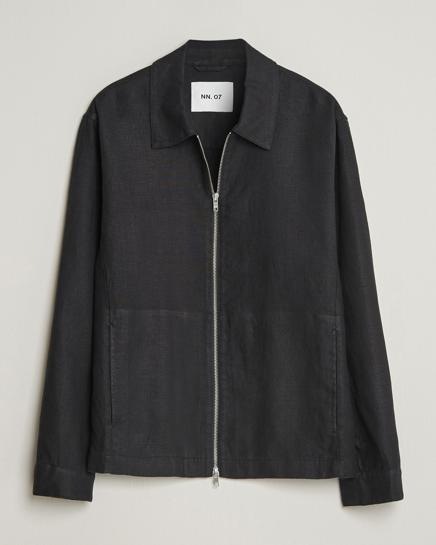 Hombres | Camisas | NN07 | Alban Linen Full Zip Overshirt Black
