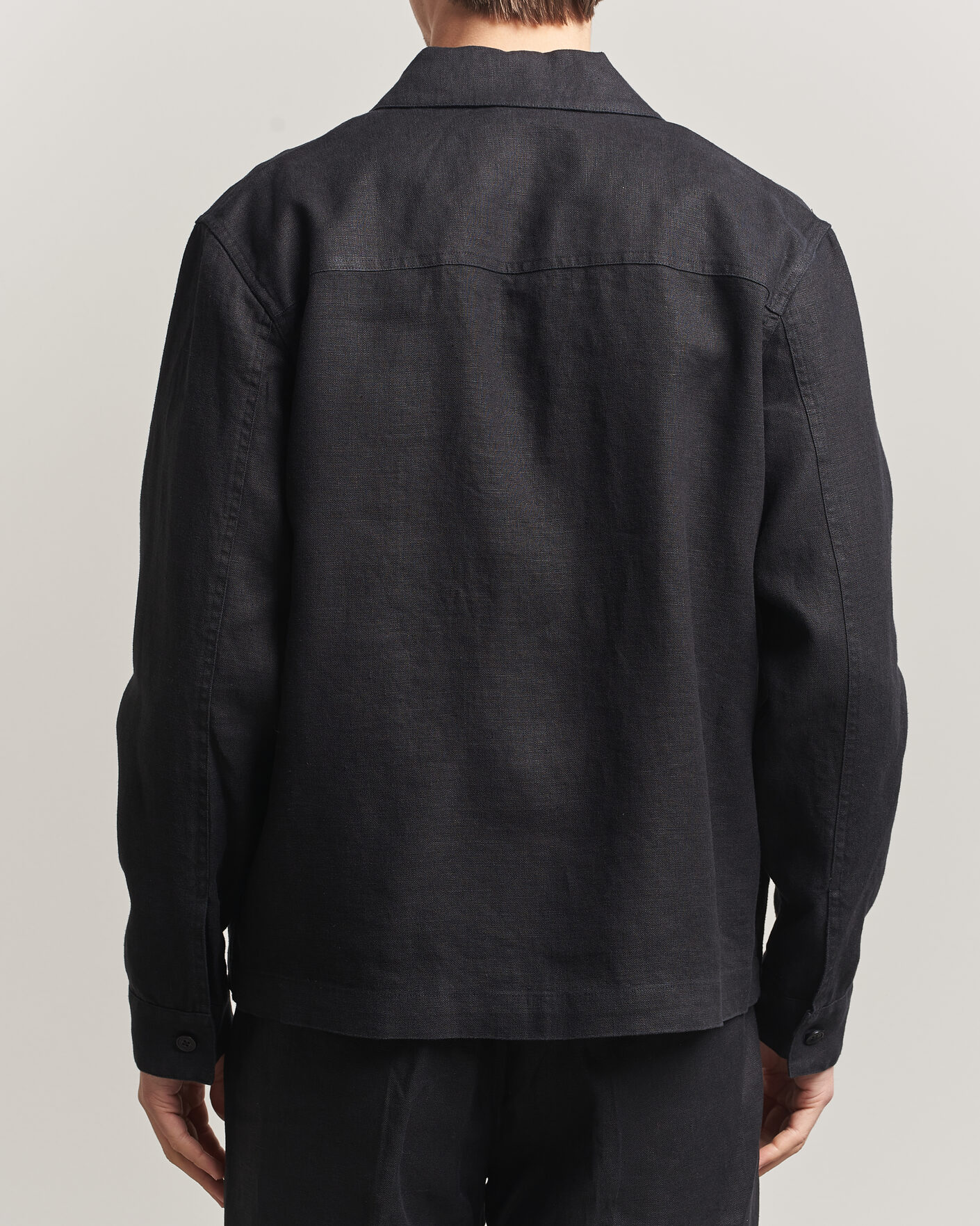 Hombres | Camisas | NN07 | Alban Linen Full Zip Overshirt Black